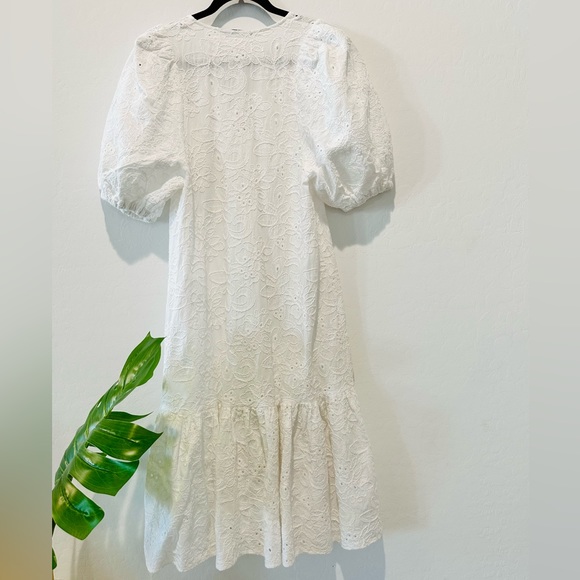 Zara Dresses Zara Oyster White Embroidered Midi Dress Poshmark